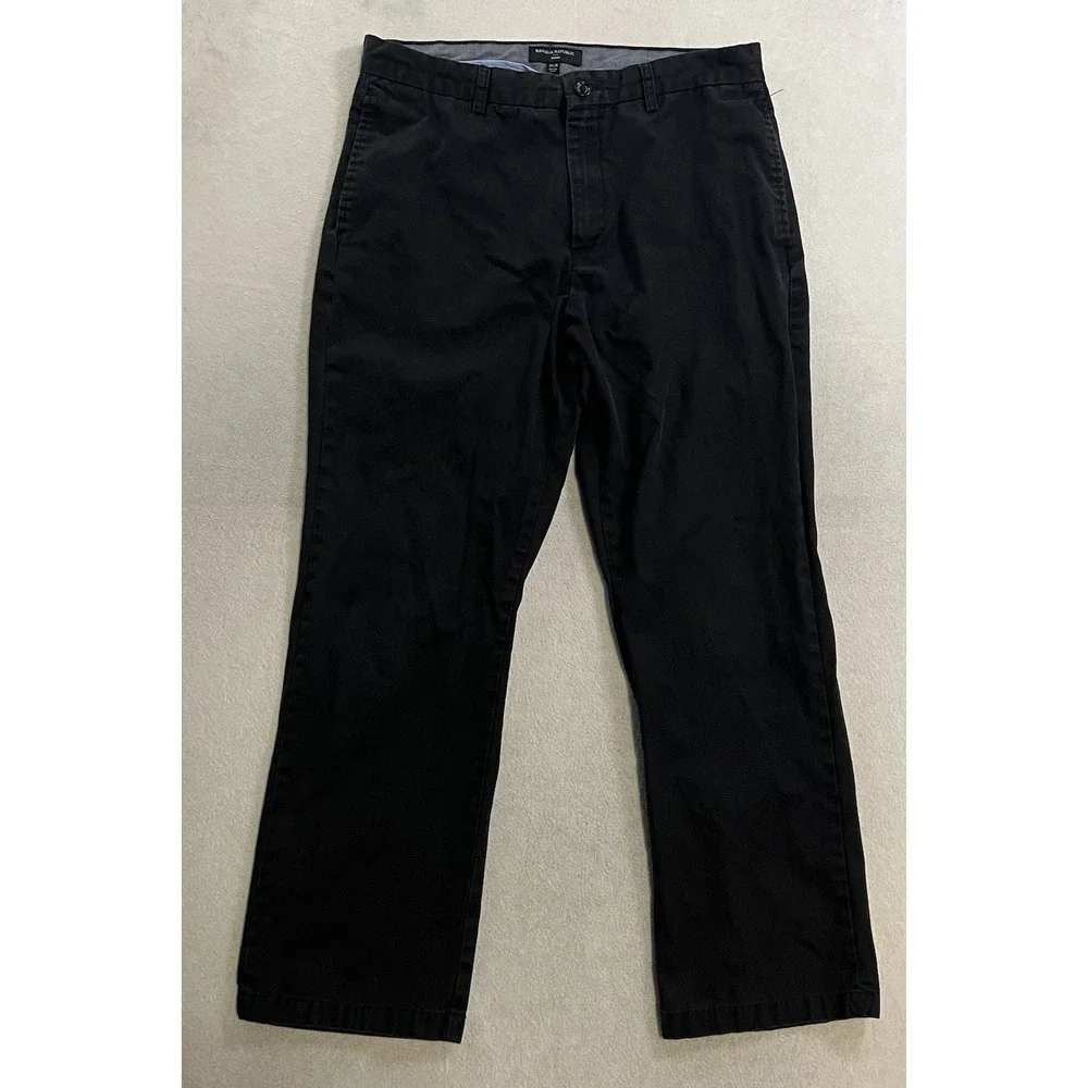 Banana Republic Gavin Chino Pants 35x30 Black Cotton High Rise Straight Leg